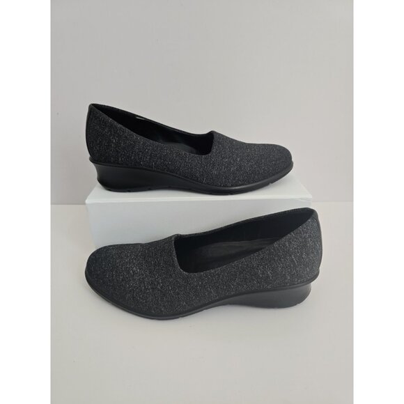 Ecco Felicia Slip On Loafers Black Heather Grey Gray Wedge Shoes Size 36 5 5.5 - Picture 1 of 11
